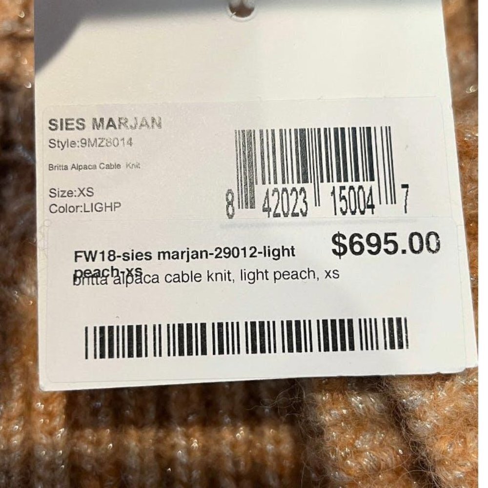 SIES MARJAN METALLIC GOLD CABLE KNIT  SWEATER XS - Picture 7 of 7